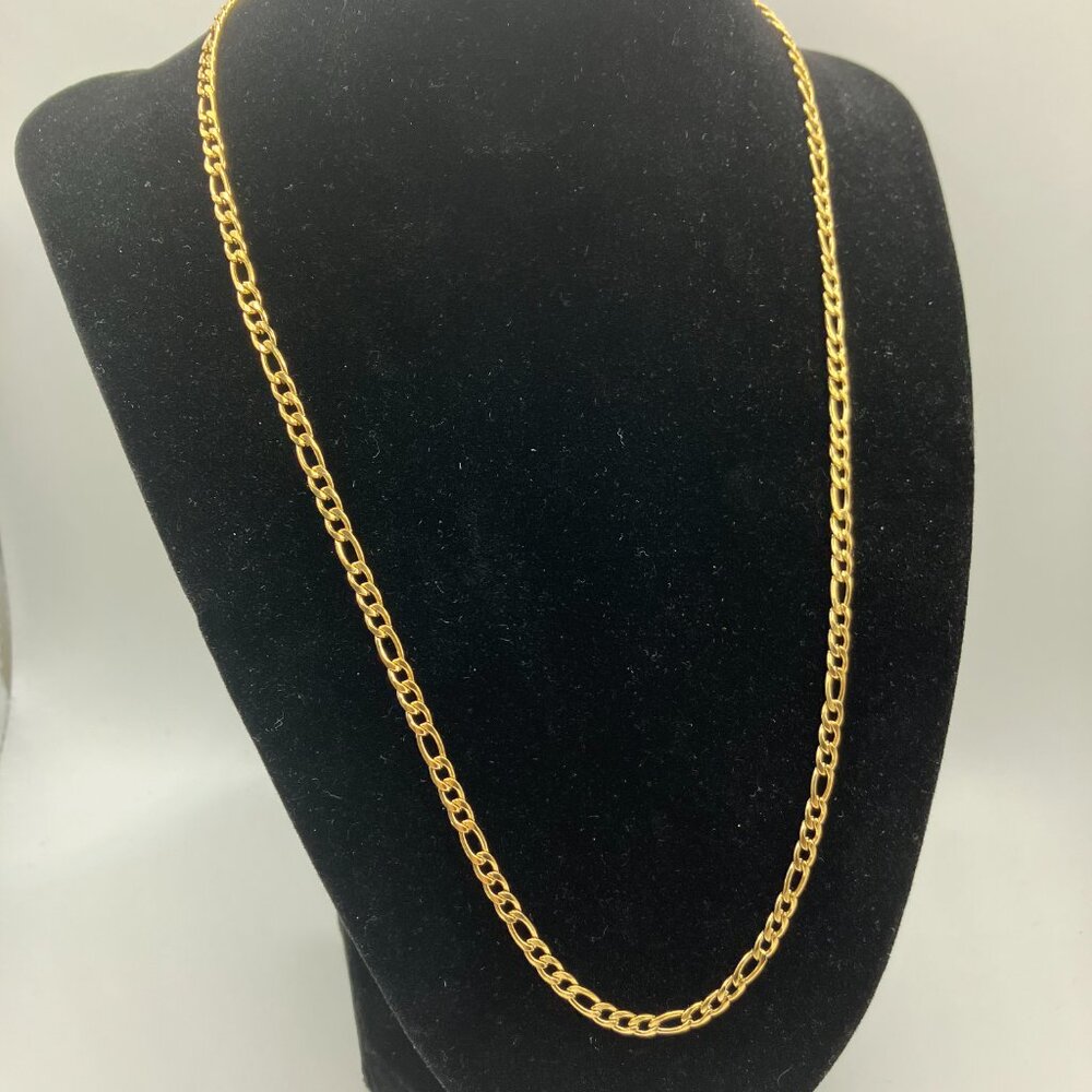 Real 18k Gold Plated 20 in Stainless Steel Figaro Chain Brand NEW Various Length